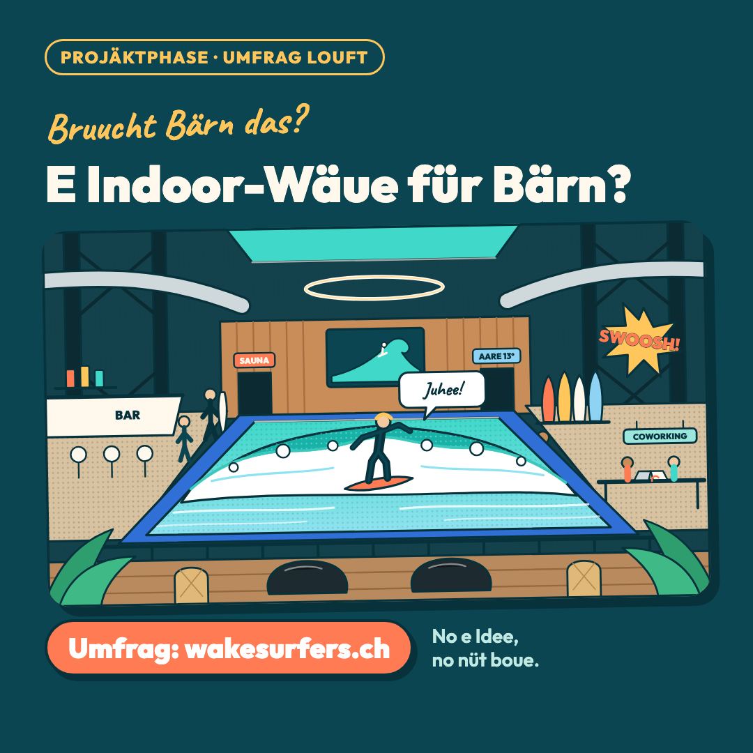 Quadratischer Post: Bruucht Bärn das? E Indoor-Wäue für Bärn? Projäktphase, Umfrag louft